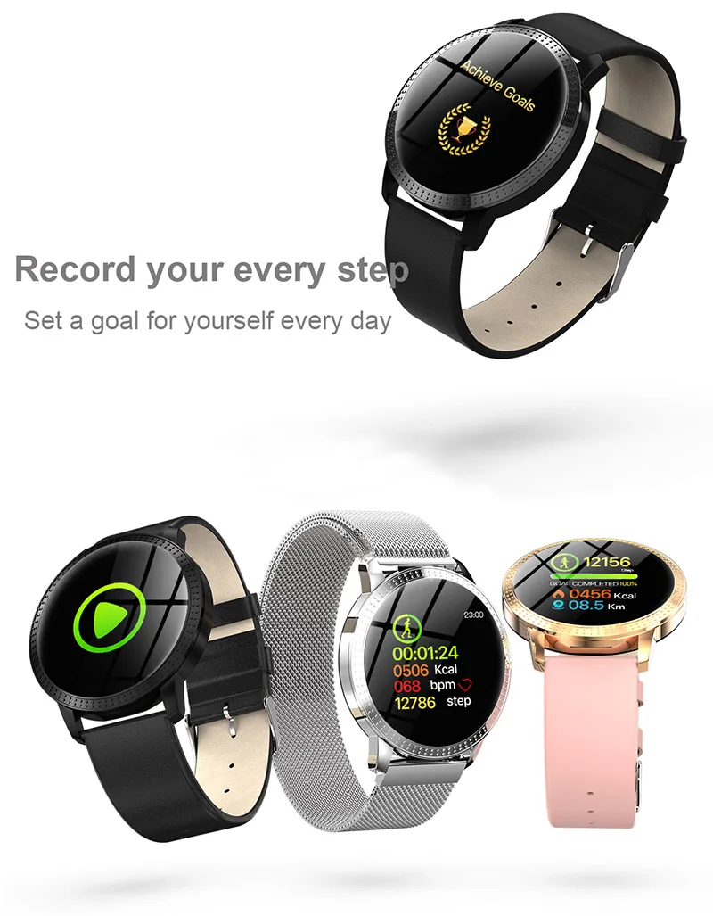 Фитнес браслет CF18 часы с кровяным давлением смарт кожаный ремешок