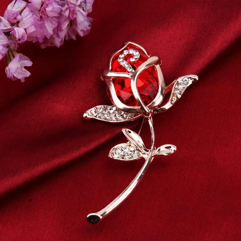 Брошь из сплава с розовым кристаллом и эмалью булавка для одежды костюмов