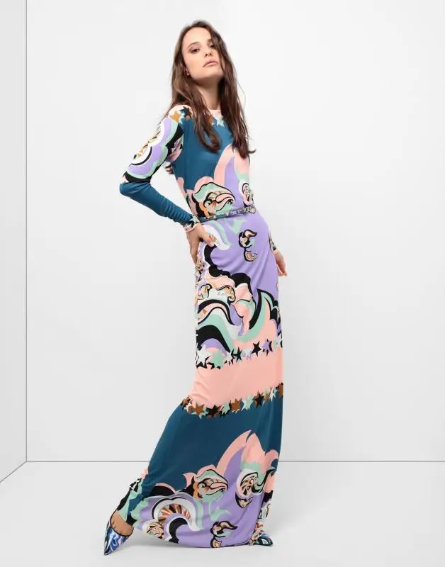 Новое модное Шелковое приталенное платье с длинными рукавами и круглым