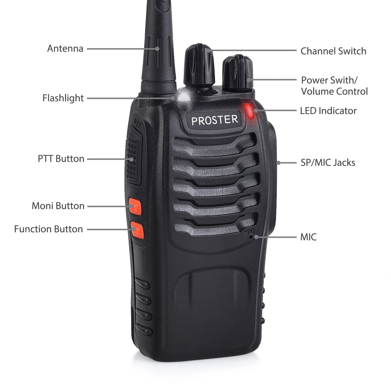 Proster 2 шт. Набор для рации UHF 400-470MHZ рация двухстороннее радио 16CH с наушником