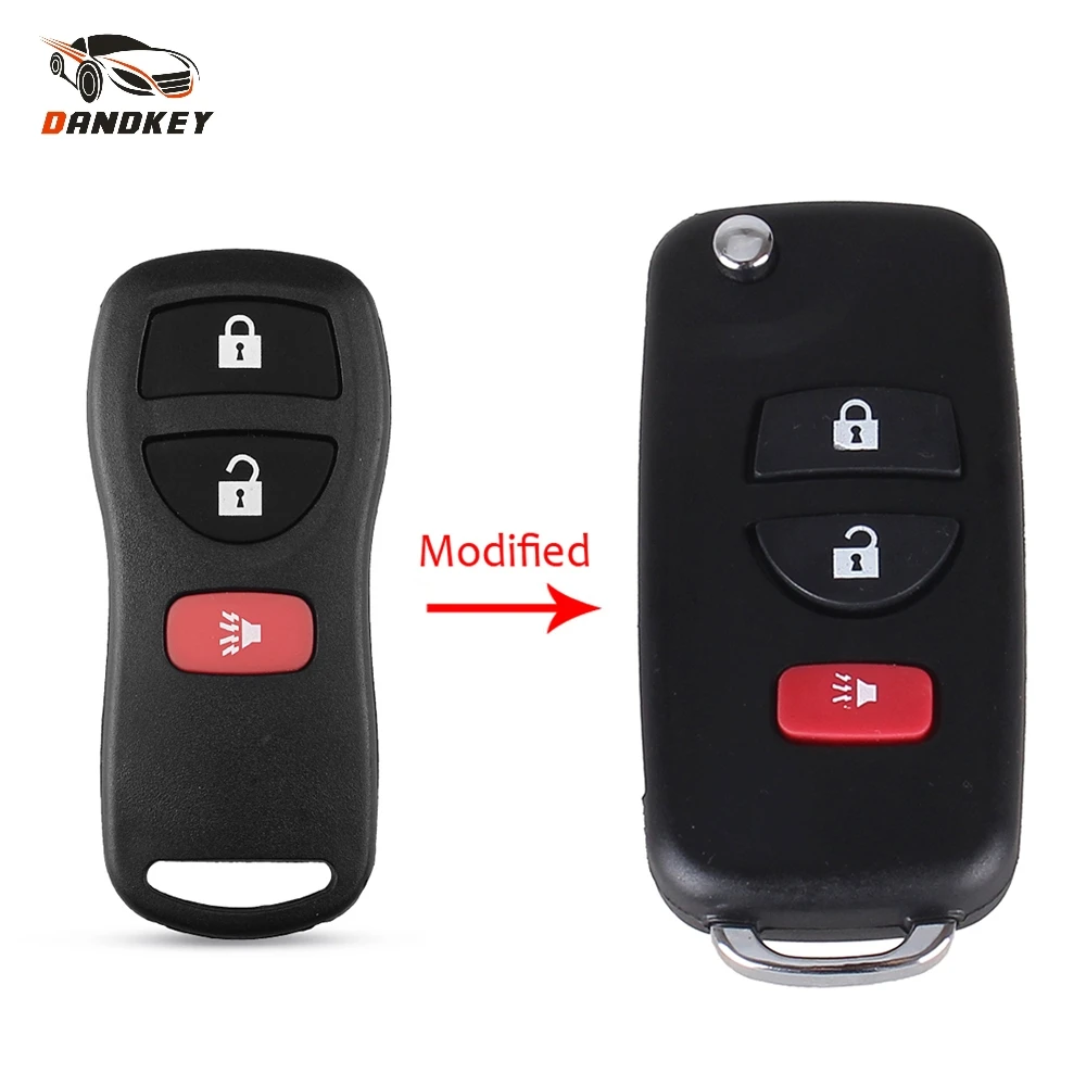 Dandkey измененный 2 + 1 3 кнопочный дистанционный раскладной ключ для Nissan Infiniti Xterra Versa