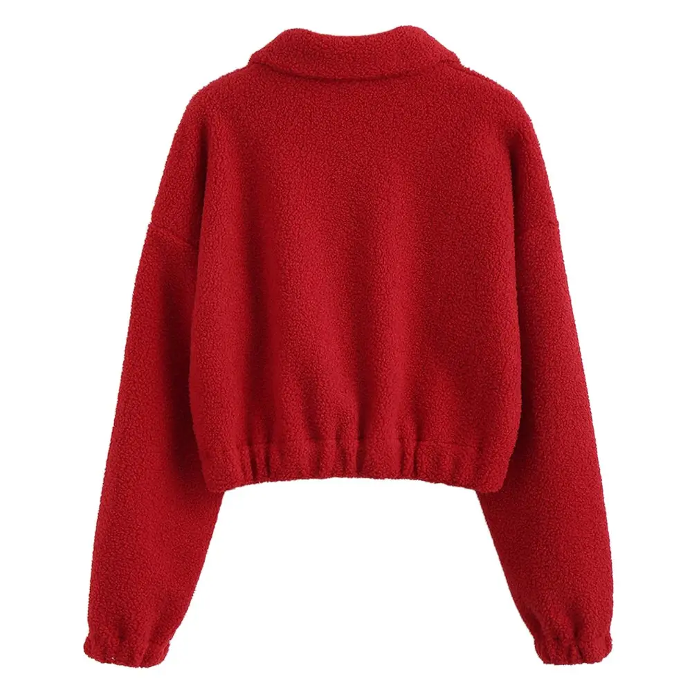 AZULINA Mock Neck плотная искусственного меха толстовка половина молния толстовки
