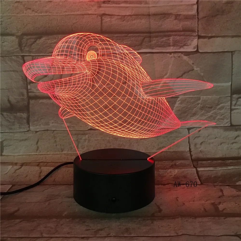 Marine Animal 3D Lamp Fish Dolphin Shark Visual Illusion Multicolor Gradient Night Light Home Decor Kids Holiday Gifts AW-670 | Освещение