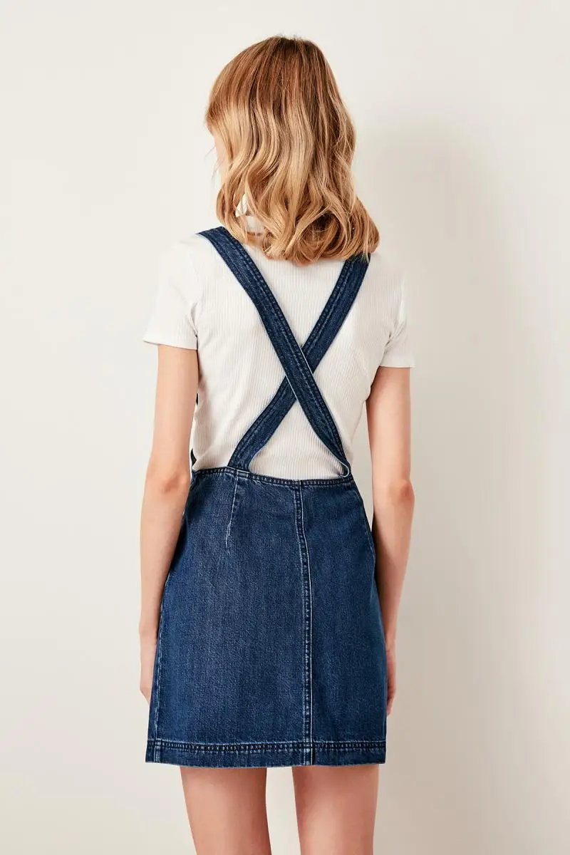 Trendyol Mavi Askılı платье из джинсовой ткани TWOSS19LR0190|Женские платья| |
