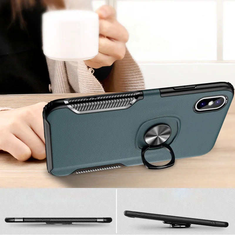 USLION Armor Phone Case for Huawei P30 Pro Lite Ring Holder Back Cover Shockproof Protection TPU + PC Cases Coque |