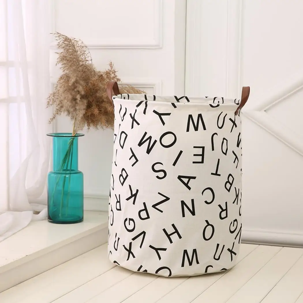 Basket Blanket Storage Toy Laundry Geometric Large Home Clothing with Toys None Tubular Handle Bag Canvas Kids | Дом и сад