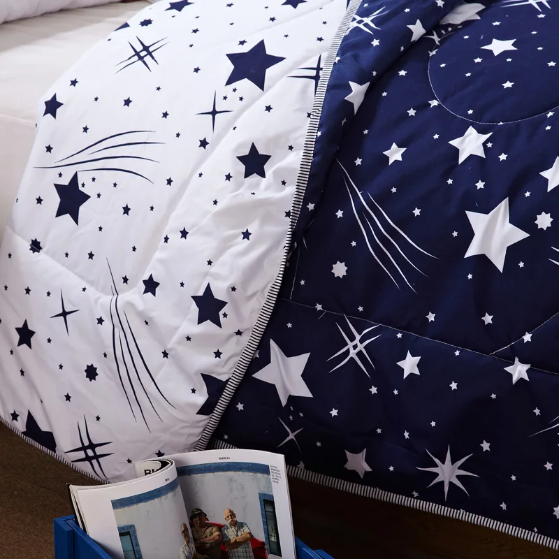100% микрофибра ткань летние одеяла одеяло Звездный принт Королева Король Размер