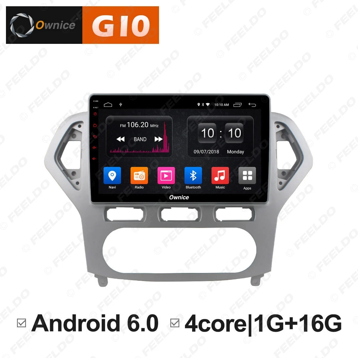 FEELDO 10 1 &quotAndroid 6 0 4 ядерный/DDR3 1G/16G/поддержка 4G ключ автомобильный медиаплеер с GPS/FM/AM