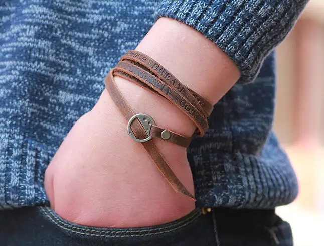 1PC vintage leather bracelet fashion five-circle personality meaningful gift hot sale accessories | Украшения и аксессуары
