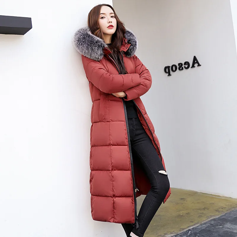 

2018 Winter New Fat MM Down Cotton Long Fund Overknee Will Code Self-cultivation Tide Heavy Seta Lead Cotton-padded Clothes