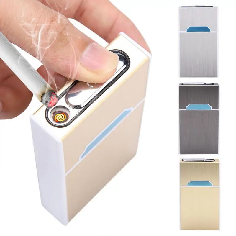 Ciagrette Box чехол Электронная USB Зажигалка Беспламенное ветрозащитное чехол. | Дом и