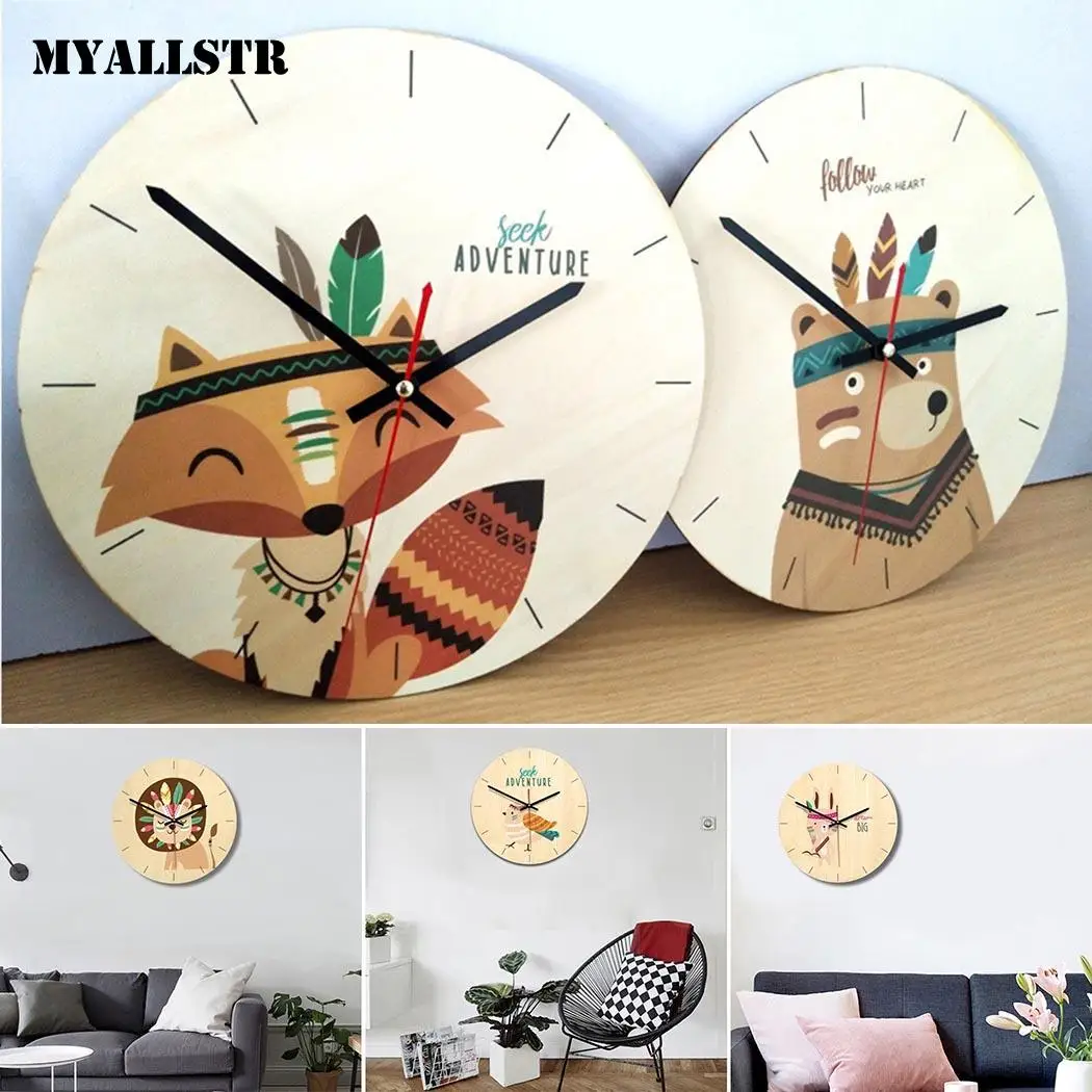 Комната развертки циферблат часы мультфильм Бесшумный крытый 4 мм современный