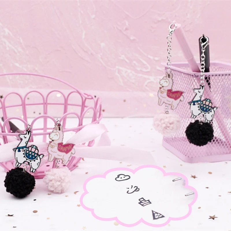 1 шт. Kawaii Плюшевые гелевые ручки милый Альпака подвеска Pens обычные для детей