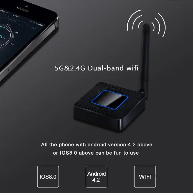 ALLOYSEED черный зеркальный ключ для 5G беспроводной WiFi трансляция звукозаписи экрана