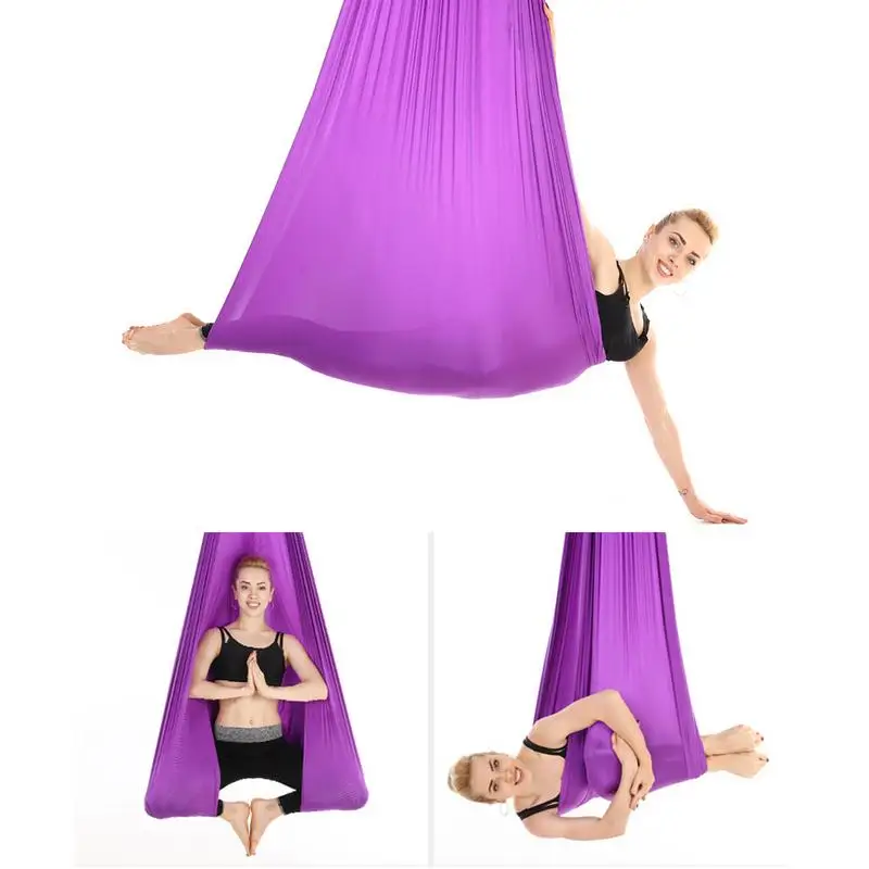 

Top Quality High Strength Aerial Yoga Hammock Full Set 6 Colors Air Hammock Nylon Daisy Chain And Carabiners