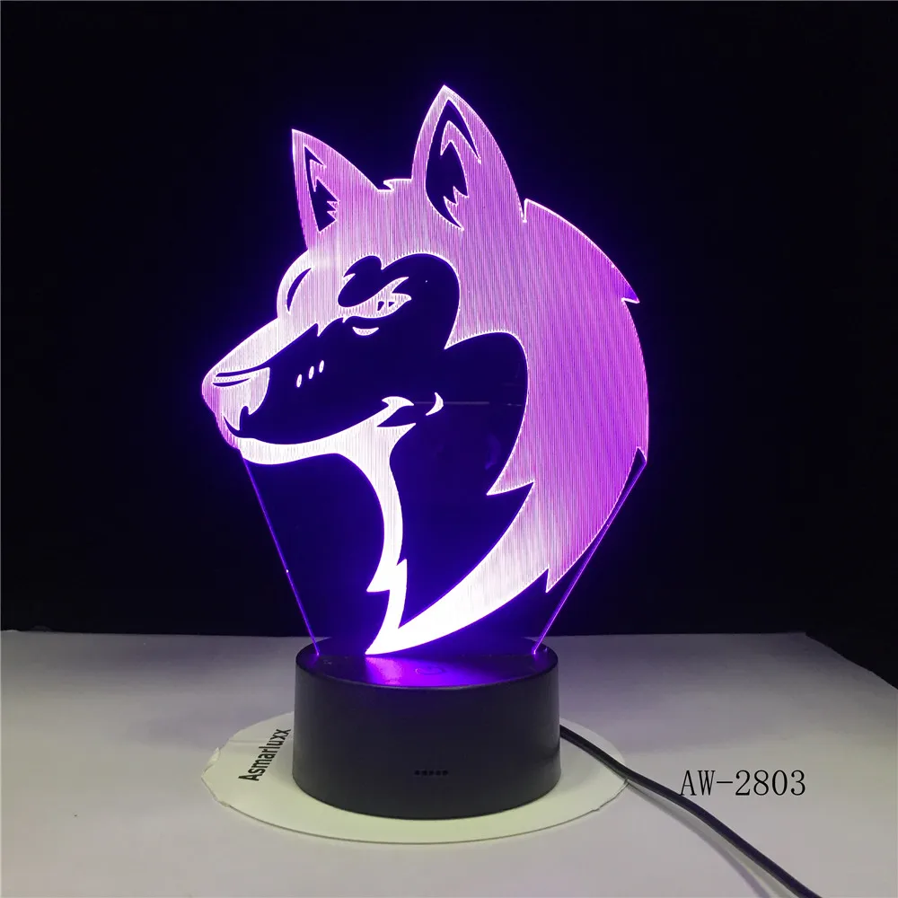 3d настольная лампа в виде головы волков светодиодный USB креативный ночной