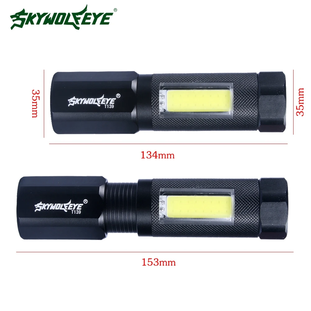 SKYWOLFEYE T6 + двухсторонняя Cob Алюминий сплав яркий светодиод фонарик уличный