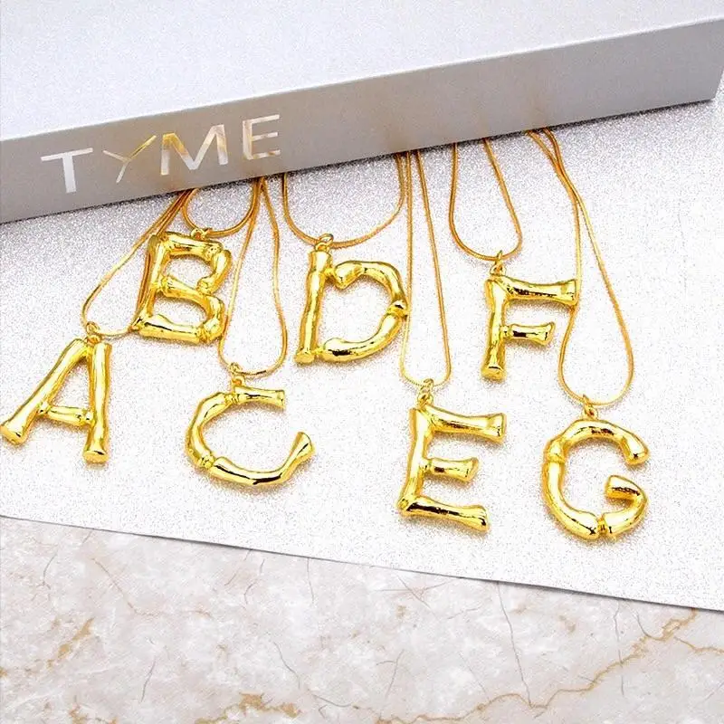

Shineland Exaggerated 2021 Hip Hop Rock Gold Color Jewelry Metal Letters Pendant Fashion Temperament lava alphabet necklace