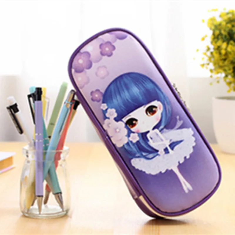Kawaii Girl Design School Pencil Case Large Capacity Bag PU Leather For Children Student Pen Box Stationery Supplies | Канцтовары для