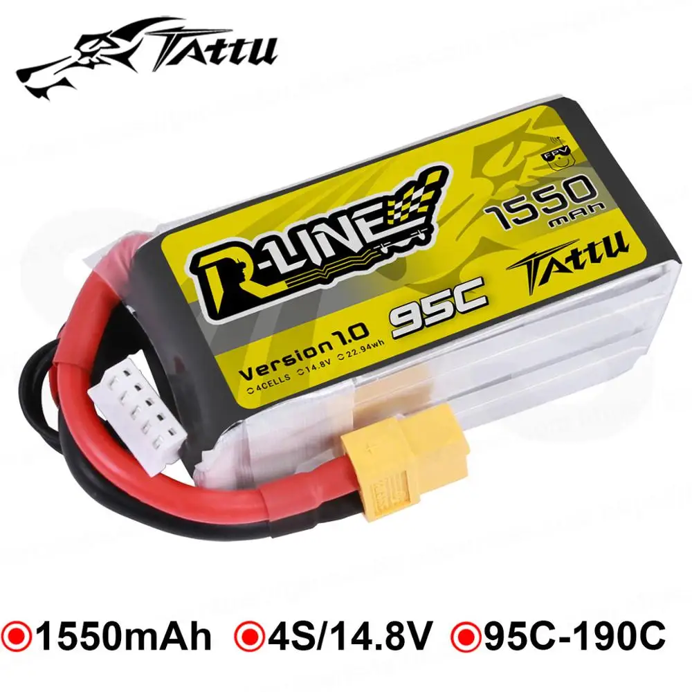 Аккумулятор Tattu Lipo для гонок 95C 14 8 в 1550 мА/ч аккумулятор Разъем XT60 Akku FPV Racing RC