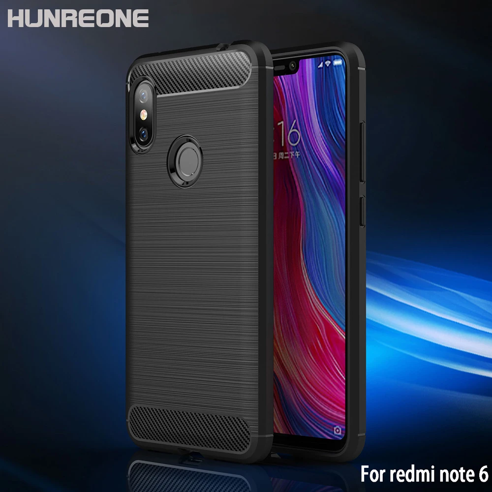 Чехол Hunreone из углеродного волокна и ТПУ для Xiaomi Redmi Note 6 мобильный телефон чехол 5