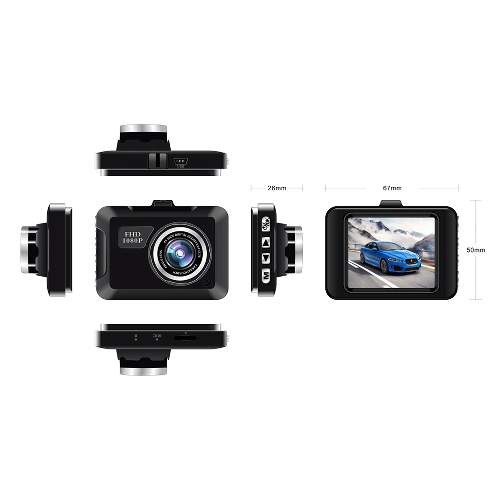 Мини DVR Автомобильный видеорегистратор Даш Камера с широким углом обзора Dash Cam 1080P