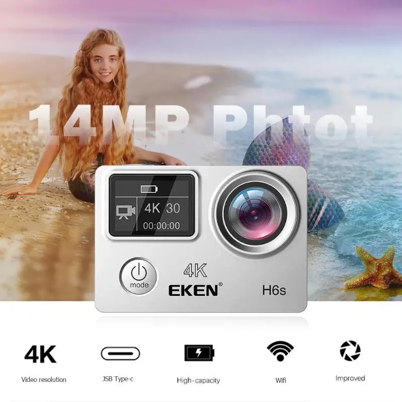Eken H6S Ultra HD 4K видео Экшн камера EIS стабилизация изображения Ambarella A12 чип WiFi