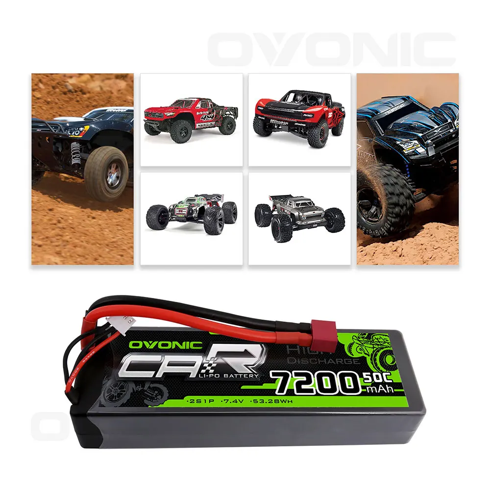 Комплект батарей OVONIC 7200 мАч Lipo 2S 7 4 В Жесткий Чехол Deans Power для гонки Redcat 1/8 размер