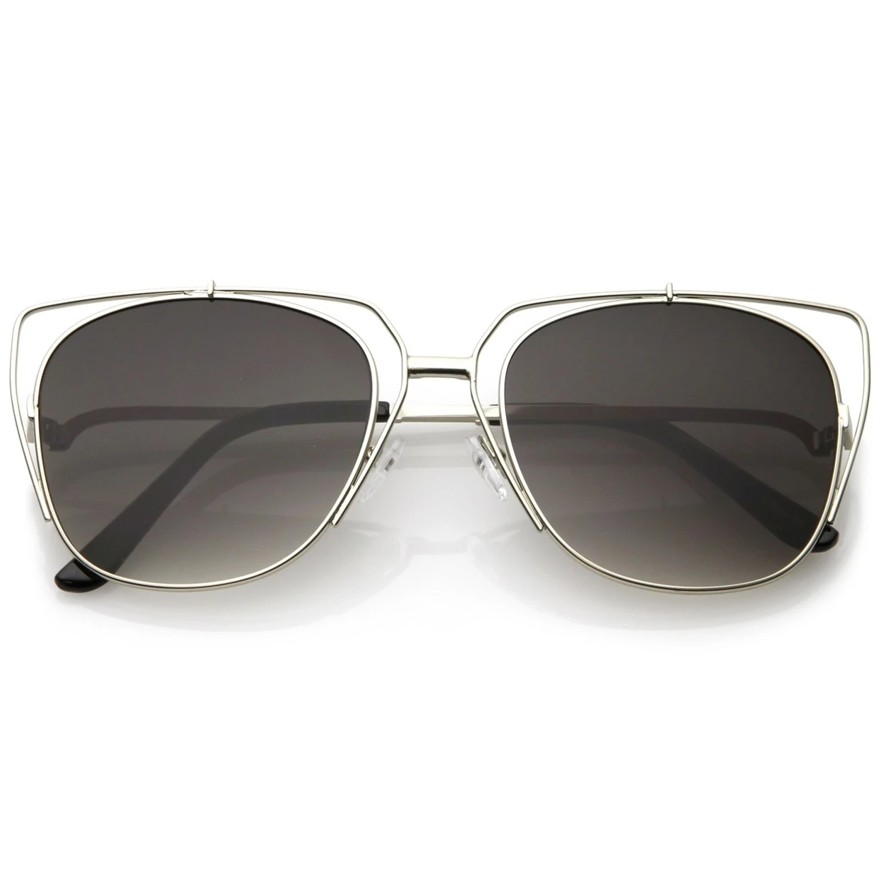 Женские открытые металлические солнцезащитные очки кошачий глаз с квадратными