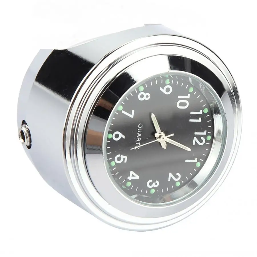 7/8&quot 1&quot Motorcycle Handlebar Mount Watch Precise Time Keeping Dial Clock with an anti-skip rubber mat and split ring mount |
