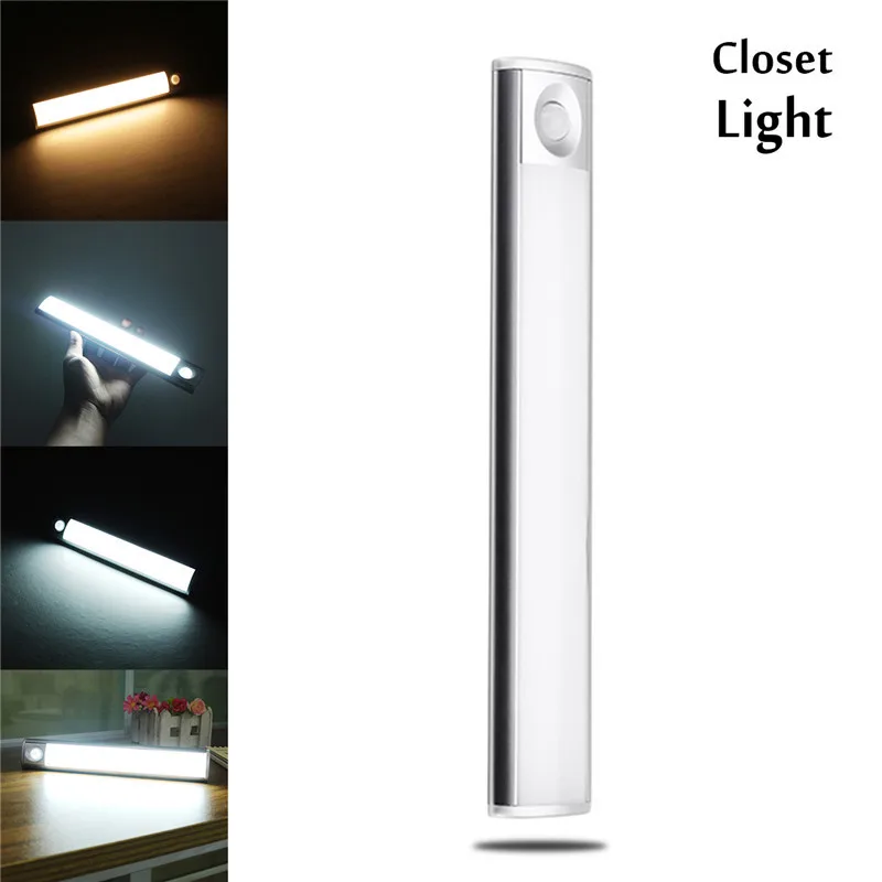 CLAITE Светодиодная лампа для шкафа 33 LED SMD4014 USB Перезаряжаемый датчик движения
