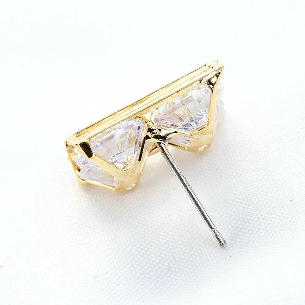 

Square Shape Stud Earrings with AAA+ Cubic Zirconia CZ for Women Office Ladies Gold Color Copper Material 2019 Hollow EP04806