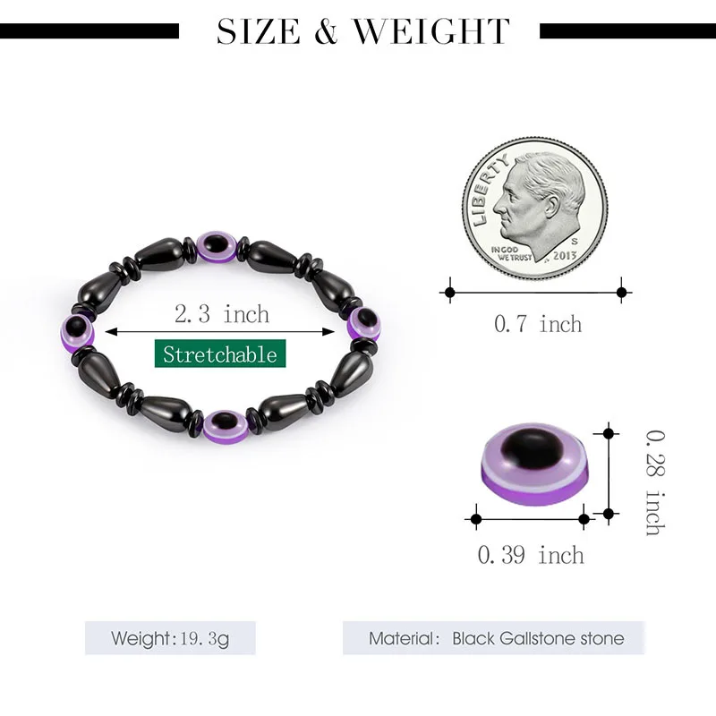 Fashion Black Magnetic Bracelets Weight Loss Handmade Eye Bead Slimming Therapy Bracelet For Women Jewelry Gift | Украшения и