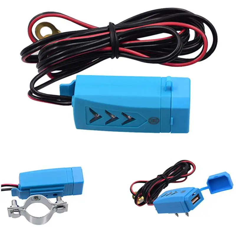 2.1A USB зарядное устройство Автомобильный мотоцикл синий светодиодный адаптер для