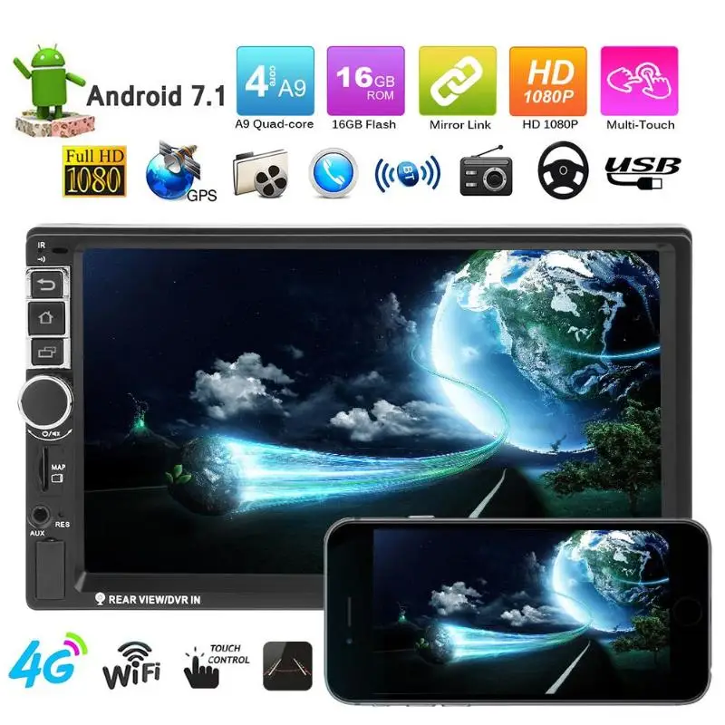 VODOOL 7in сенсорный экран 2Din Android Bluetooth Автомобильный gps навигатор MP5 плеер
