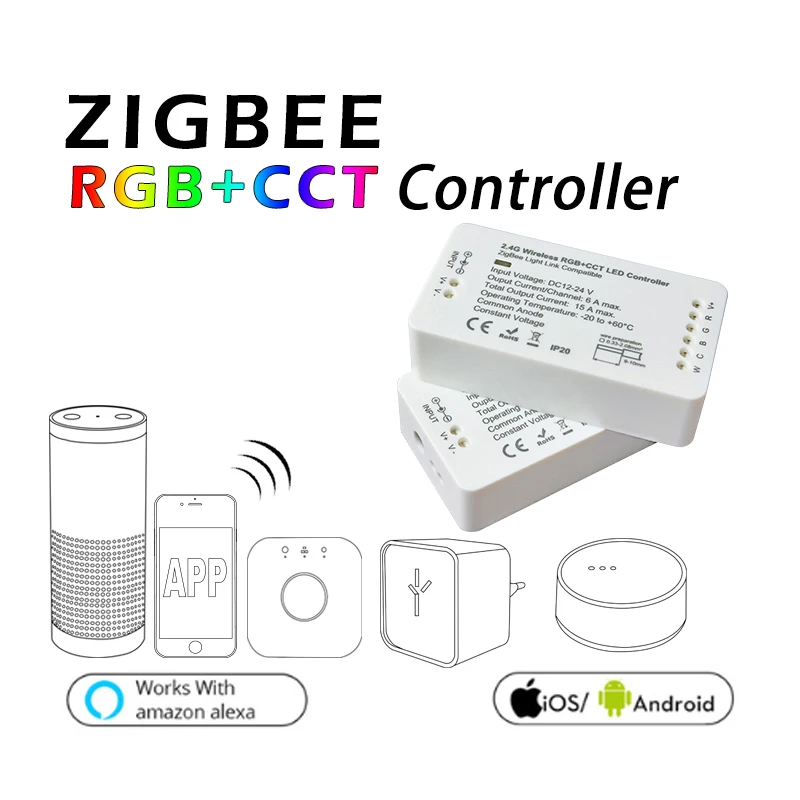 Умный регулятор ZIGBEE ZLL RGBCCT 12/24 В постоянного тока управление через приложение
