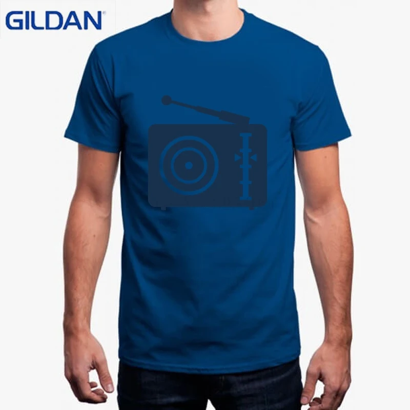 Новый стиль футболка Бренд Gildan Camisas радио символ синий Мужская Классическая Imprime