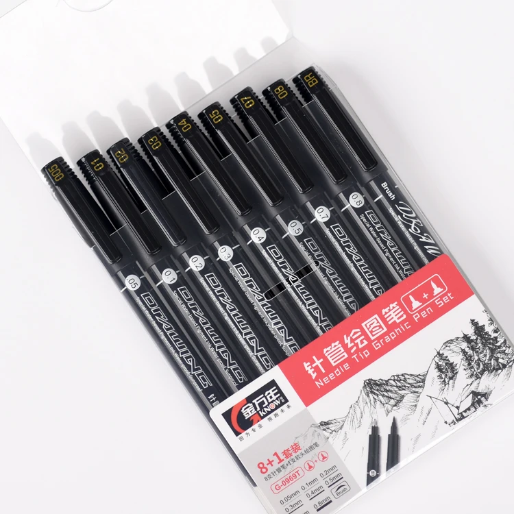 9 шт./компл. ручка для рисования Fineliner Graphic Neelde мягкая кисть графическая