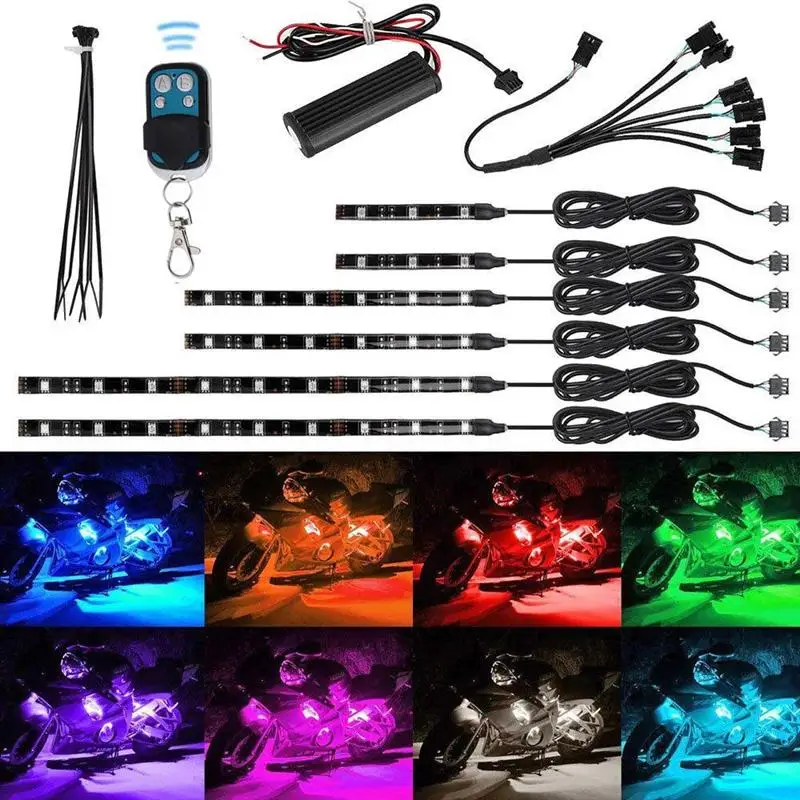 12V мотоцикл RGB Светодиодные полосы света Комплект многоцветный акцент светящиеся