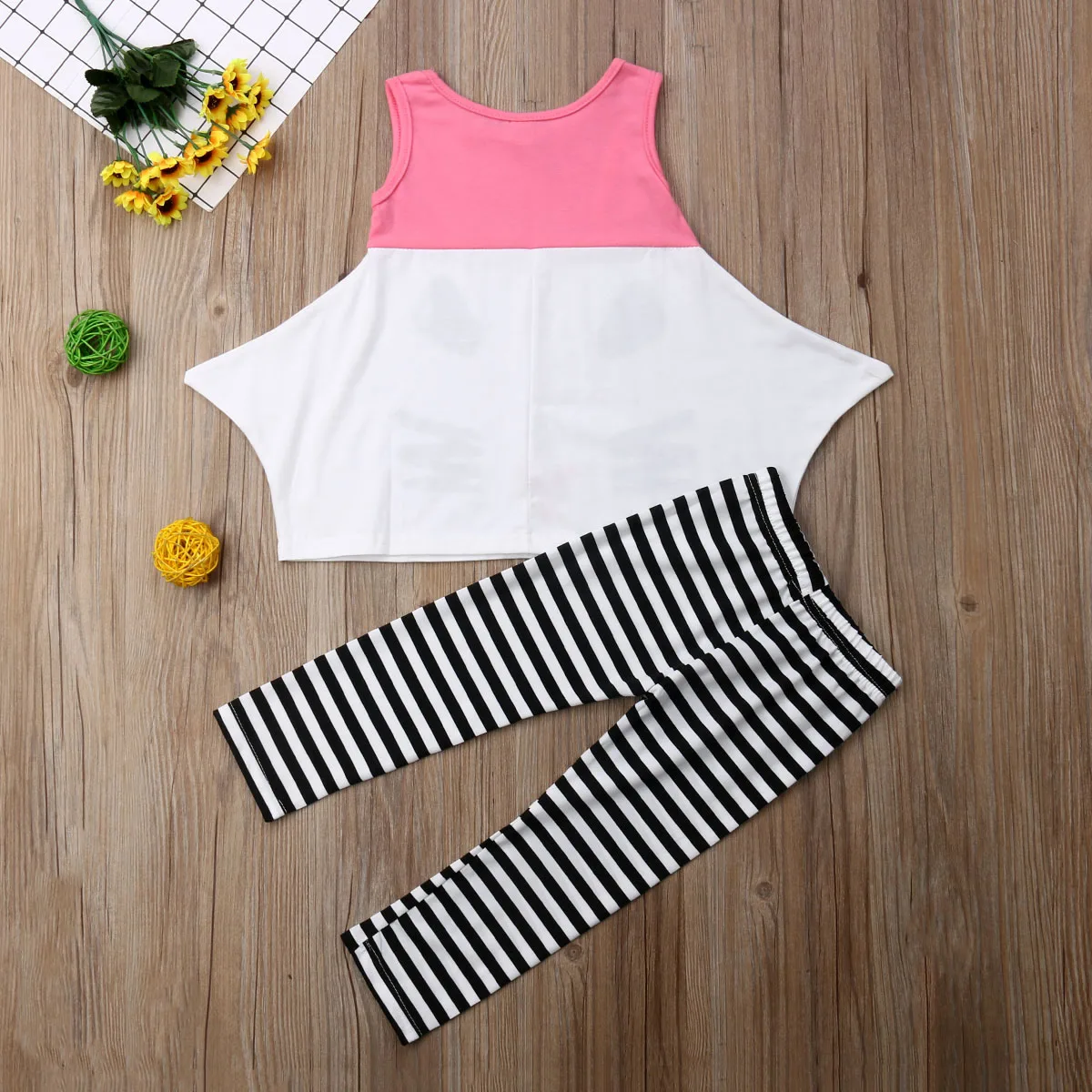 2 шт. жилет и штаны в полоску для девочек|Комплекты одежды девочек| |