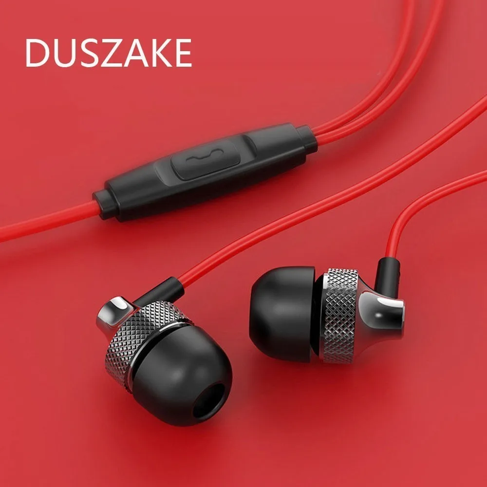 Duszake наушники вкладыши с басами спортивные микрофоном для Xiaomi IPhone Samsung гарнитура