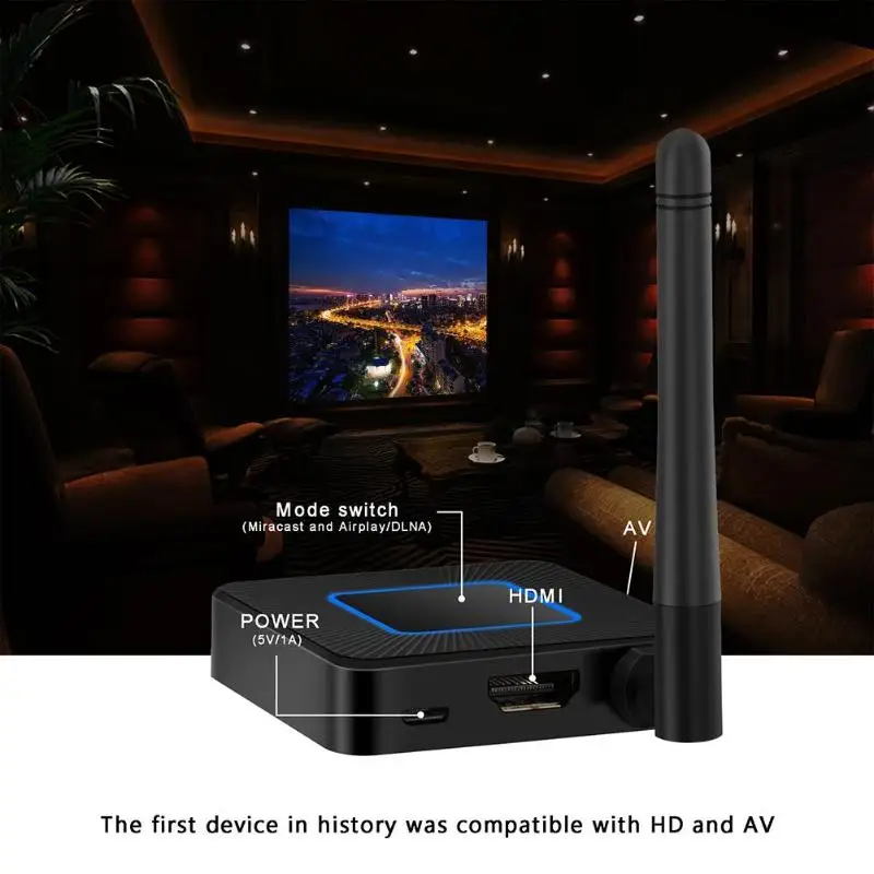 ALLOYSEED черный зеркальный ключ для 5G беспроводной WiFi трансляция звукозаписи экрана