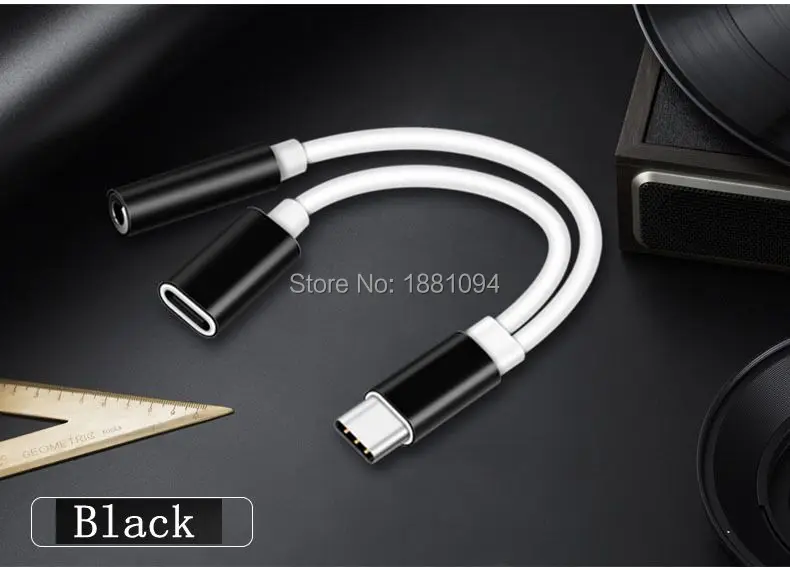 200pcs/lot USB Type C Adapter Charger Audio Cable 2 In 1 Type-C To 3.5mm Jack Earphone Aux Converter For Huawei xiaomi phone | Электроника