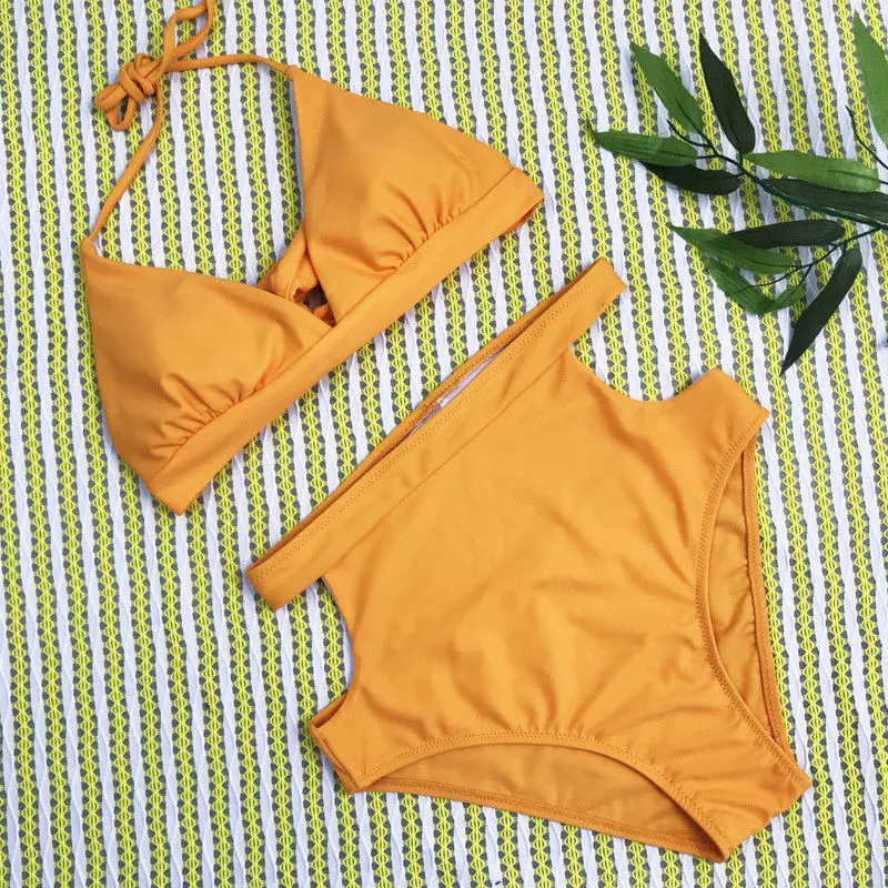 Women's High Wasit Push-up Padded Bra Bandage Bikini Swimsuit Beach Swimwear Bathing | One-Piece Suits