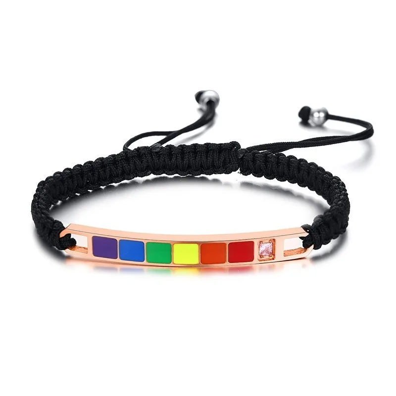 Гордыня браслет Радуга бар Stainles сталь смола флаг ЛГБТ запястье Регулируемый Lebian