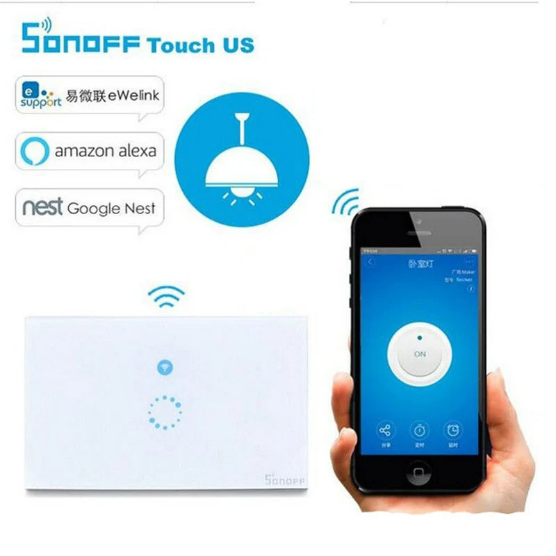 SONOFF TOUCH US/EU PLUG WiFi умный таймер с сенсорным управлением настенный выключатель