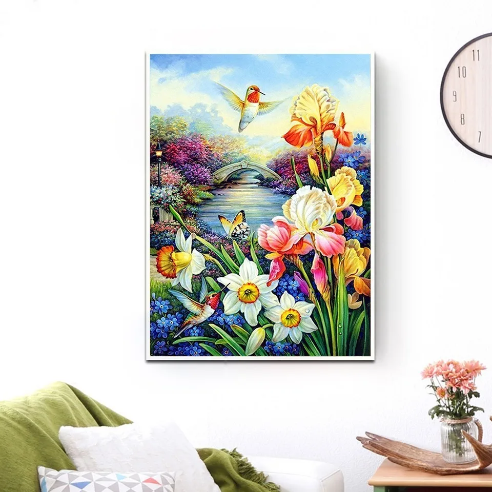 AZQSD Diamond Painting Flower Bird DIY Full Square Drill Embroidery Floral Scenery Needlework Cross Stitch Home Decor | Дом и сад