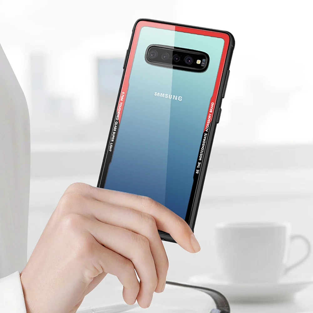CASEIER чехол для Samsung Galaxy S10 Plus S10e чехлы телефонов из закаленного стекла с мягкими