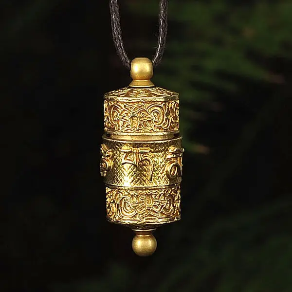 Тибетский тибетский буддийский позолоченный OM Ghau молитвенный круг Амулет