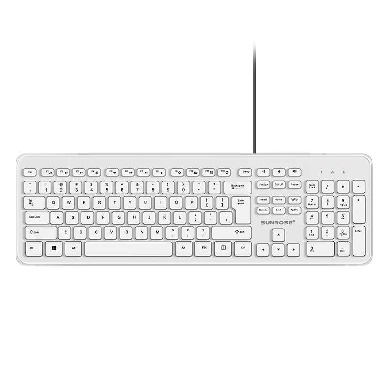 Sunrose Q2 Splashproof Usb Проводная 104 клавиши ультра тонкая Тихая клавиатура для домашнего